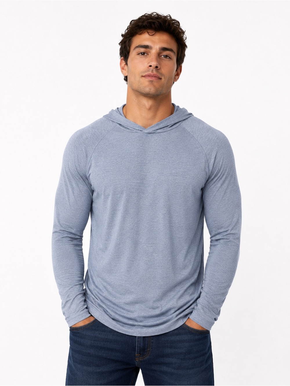 lululemon athletica Men's Lightweight Hooded Long-Sleeve — Heather Blue